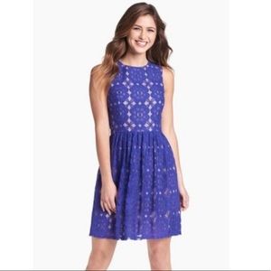 Ivy + Blu Blue Floral Lace Dress
